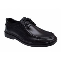 Pantofi casual barbati din piele naturala pe calapod lat - Negru GKR11N